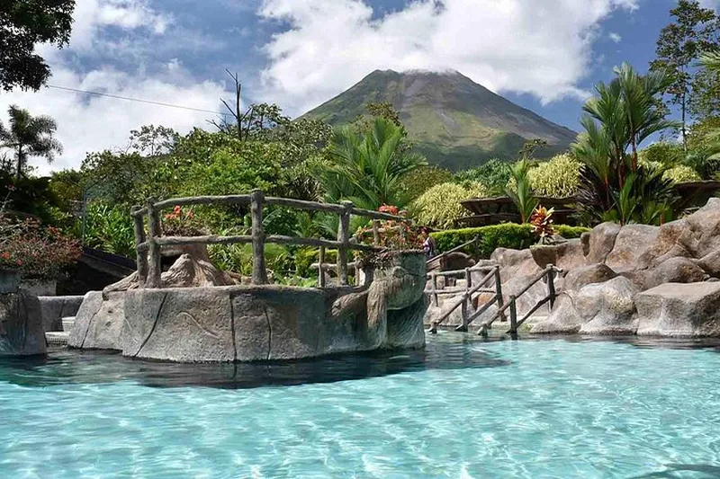 A thermal pool terrace at Los Lagos hot springs near Arenal Volcano and La Fortuna, Costa Rica